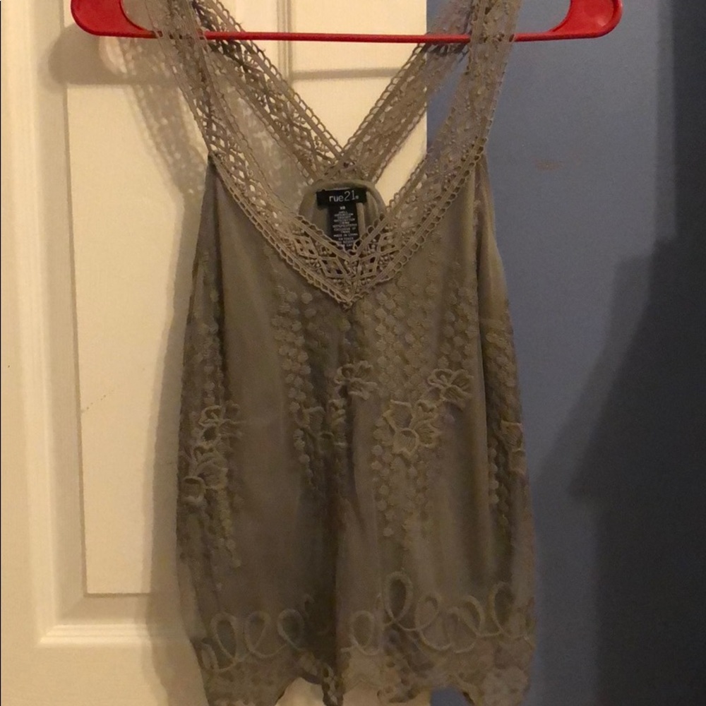 Grey lace tank